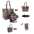 LF2071-BLACK LEOPARD VEGAN LEATHER PURSE- 3 PIECE SET